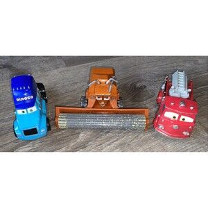 Disney Pixar Cars Toys Figures Diecast Cars Fire Truck Dinoco And Frank Lot Of 3